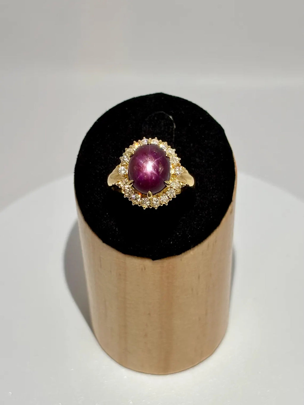 Large 8.50ct Natural Unheated Star Ruby Diamond Cluster Ring, GCS Certified, 18k Gold