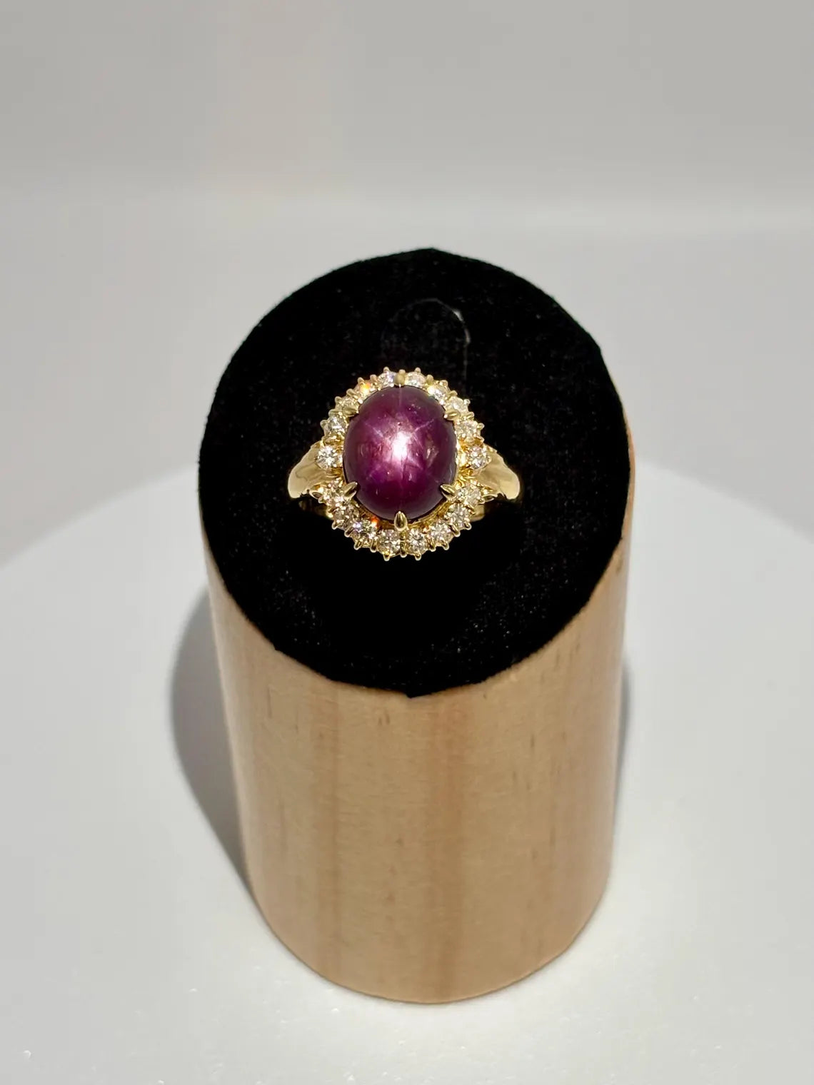 Large 8.50ct Natural Unheated Star Ruby Diamond Cluster Ring, GCS Certified, 18k Gold