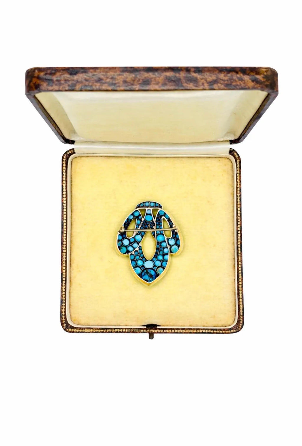 Antique Austro-Hungarian Turquoise Cluster Brooch Silver on 14k Gold, c.1880’s