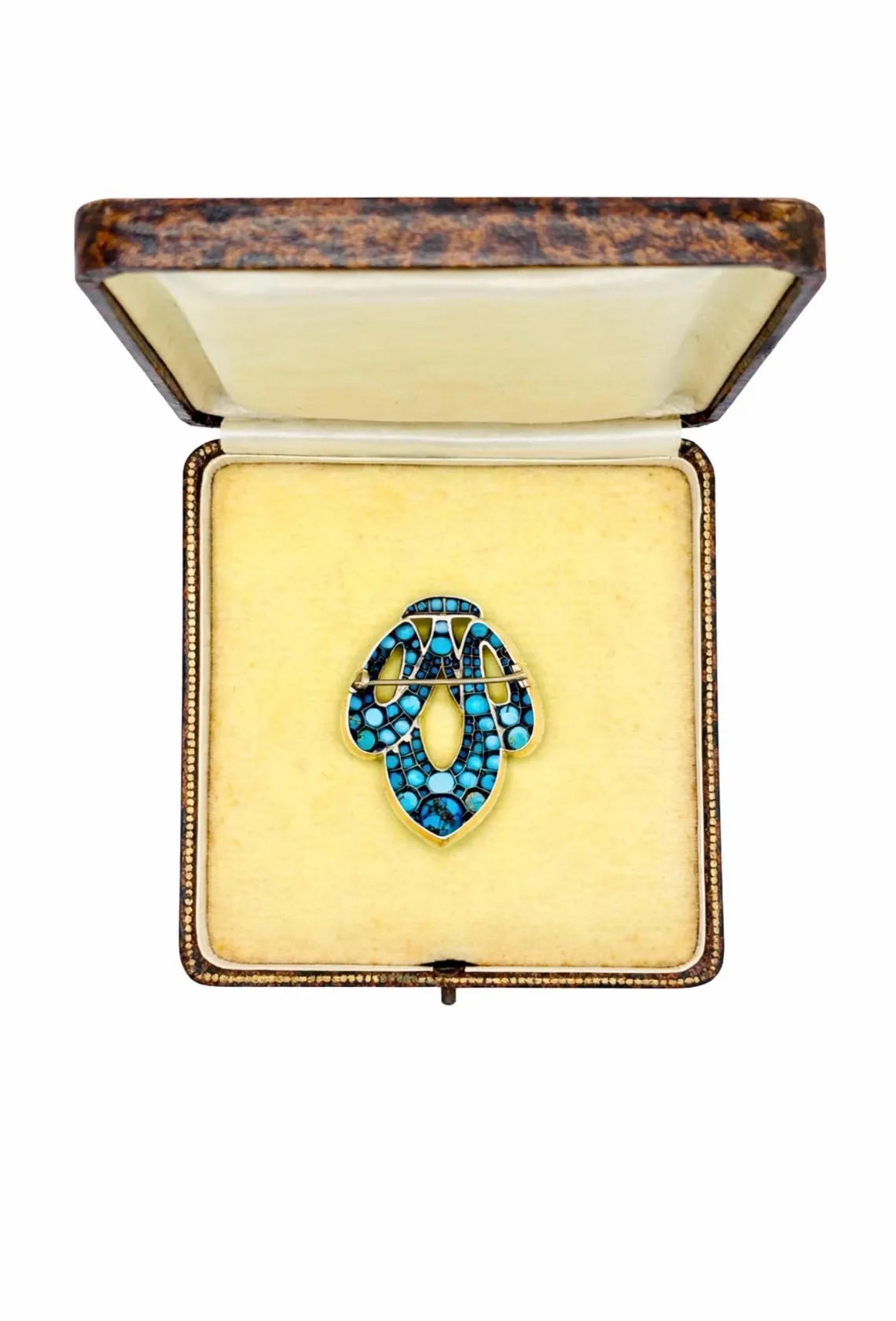 Antique Austro-Hungarian Turquoise Cluster Brooch Silver on 14k Gold, c.1880’s