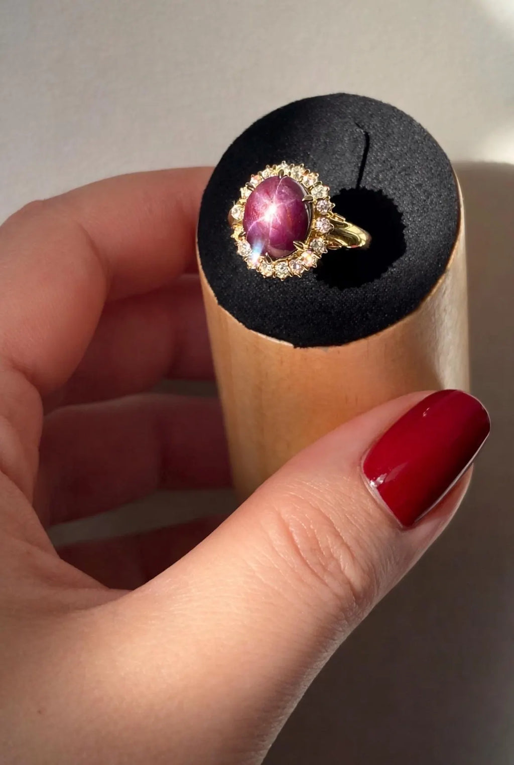 Large 8.50ct Natural Unheated Star Ruby Diamond Cluster Ring, GCS Certified, 18k Gold