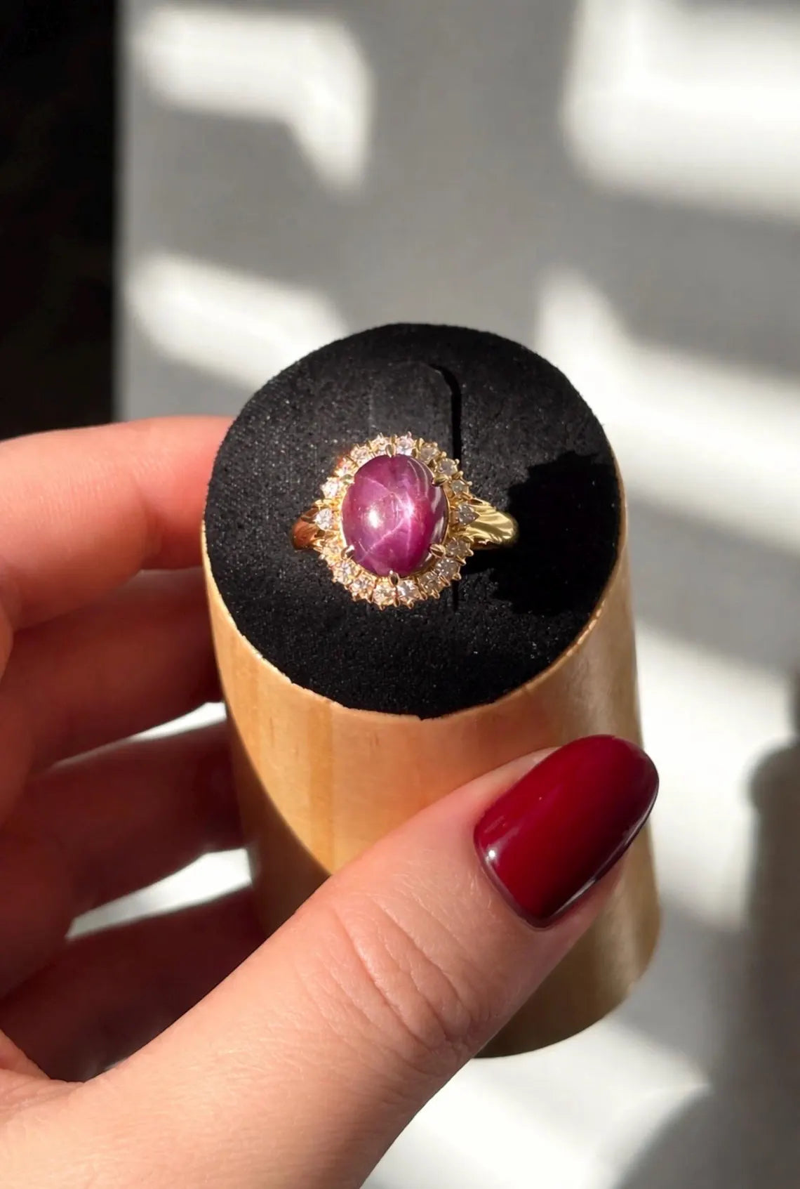 Large 8.50ct Natural Unheated Star Ruby Diamond Cluster Ring, GCS Certified, 18k Gold
