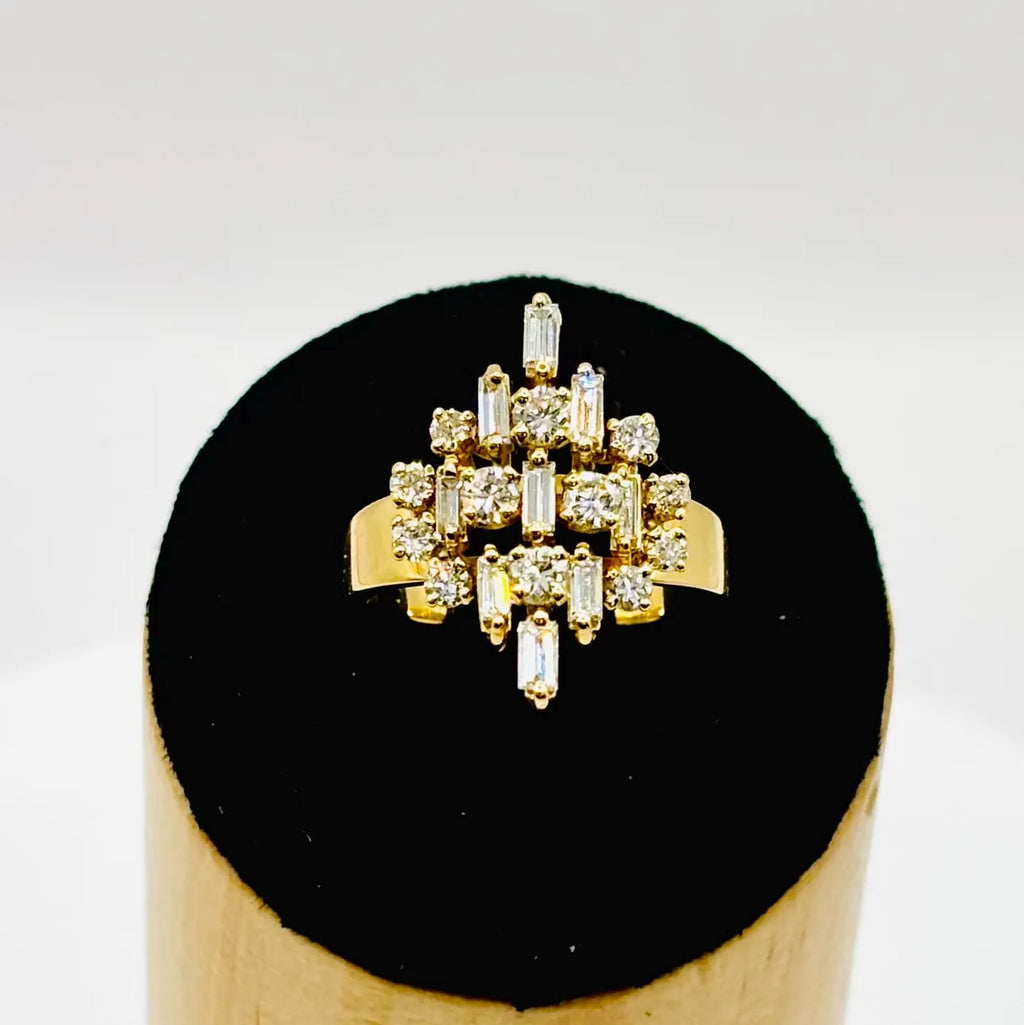 Cluster Dome Ring with Diamonds on 18K Gold