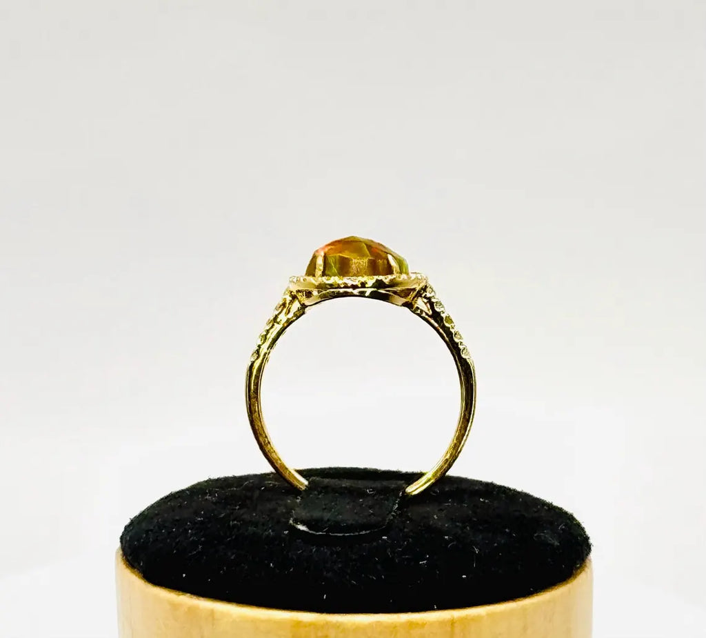MEXICAN FIRE OPAL & Diamonds Ring