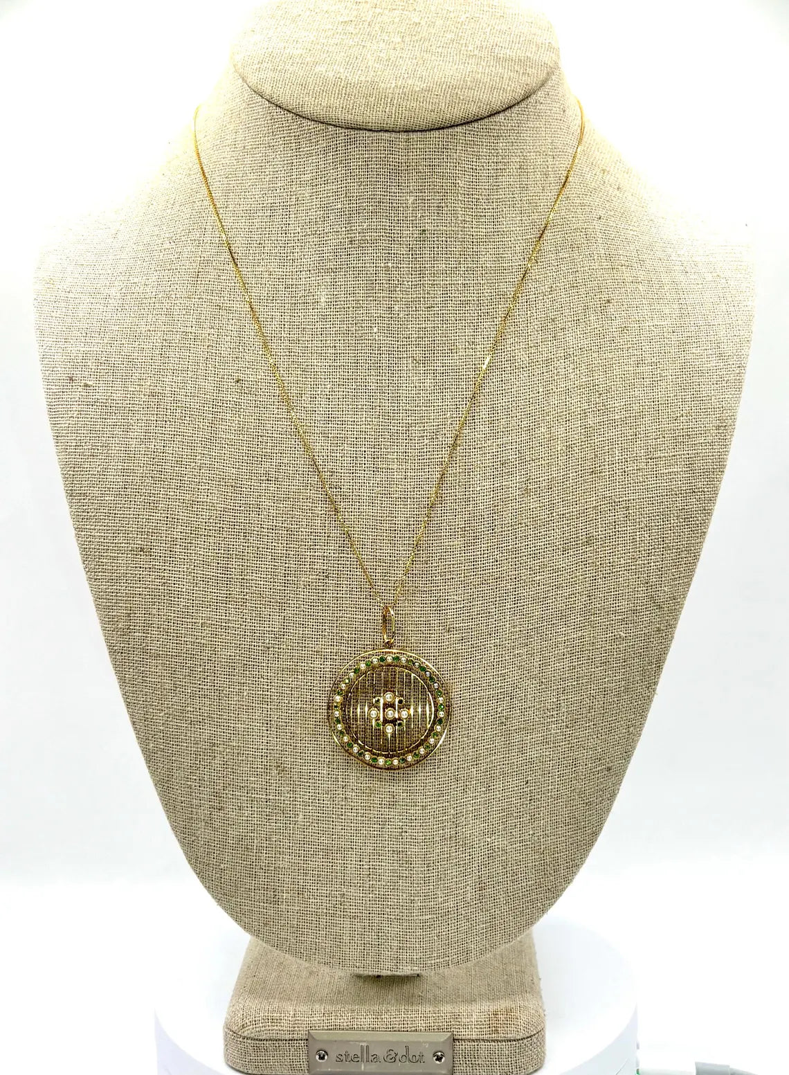 Edwardian 15ct Gold Peridot Seed Pearl Openwork Pendant, circa 1905 (18K Chain)