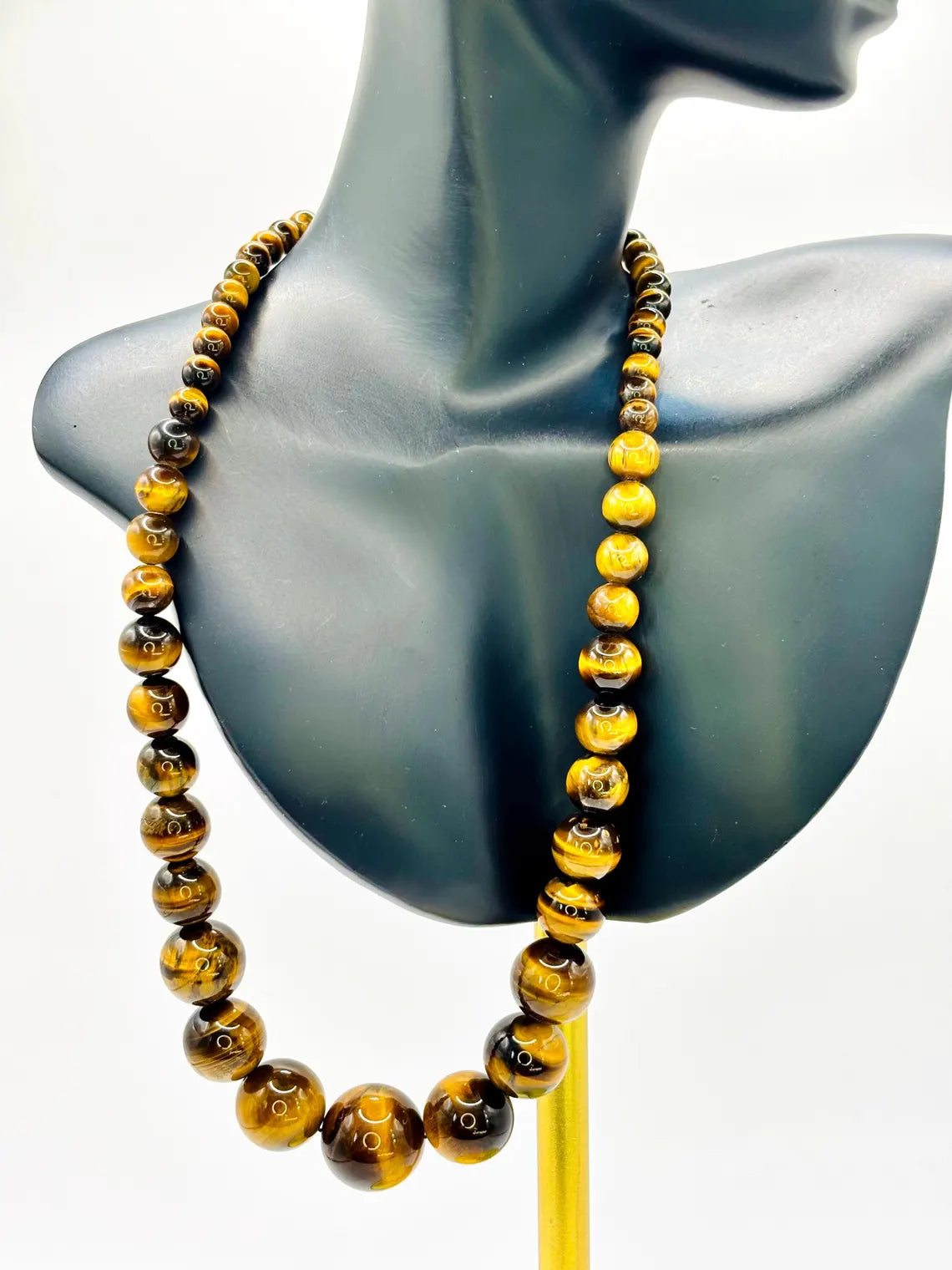 Striking Graduated Tiger’s Eye and Sterling Silver Necklace