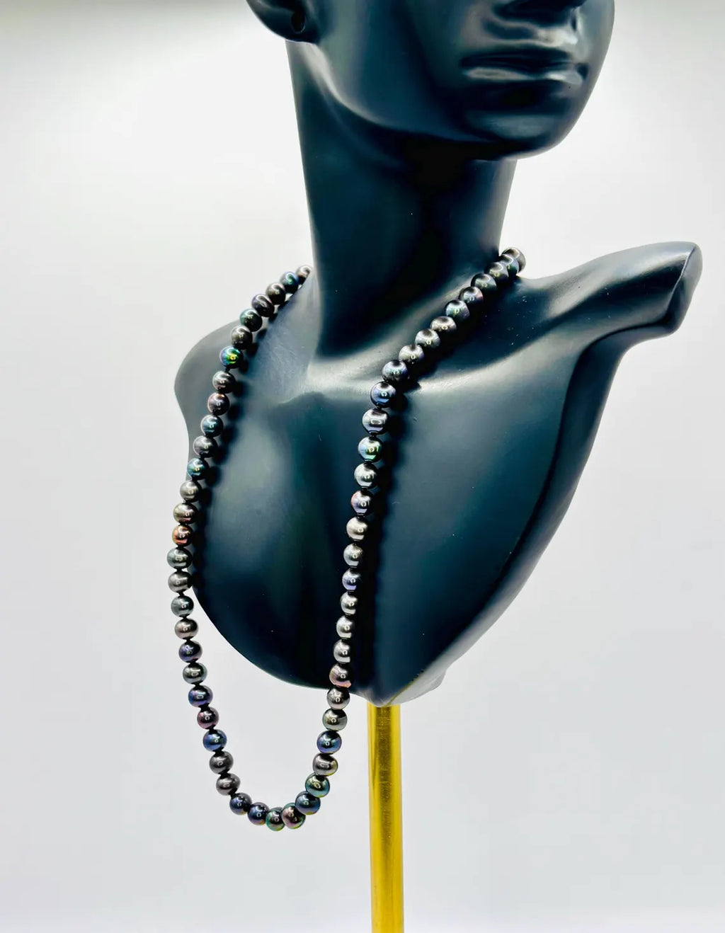 Cultured Tahitian Pearl Necklace 5–6mm with Peacock Overtones, 45cm, Sterling Silver Clasp