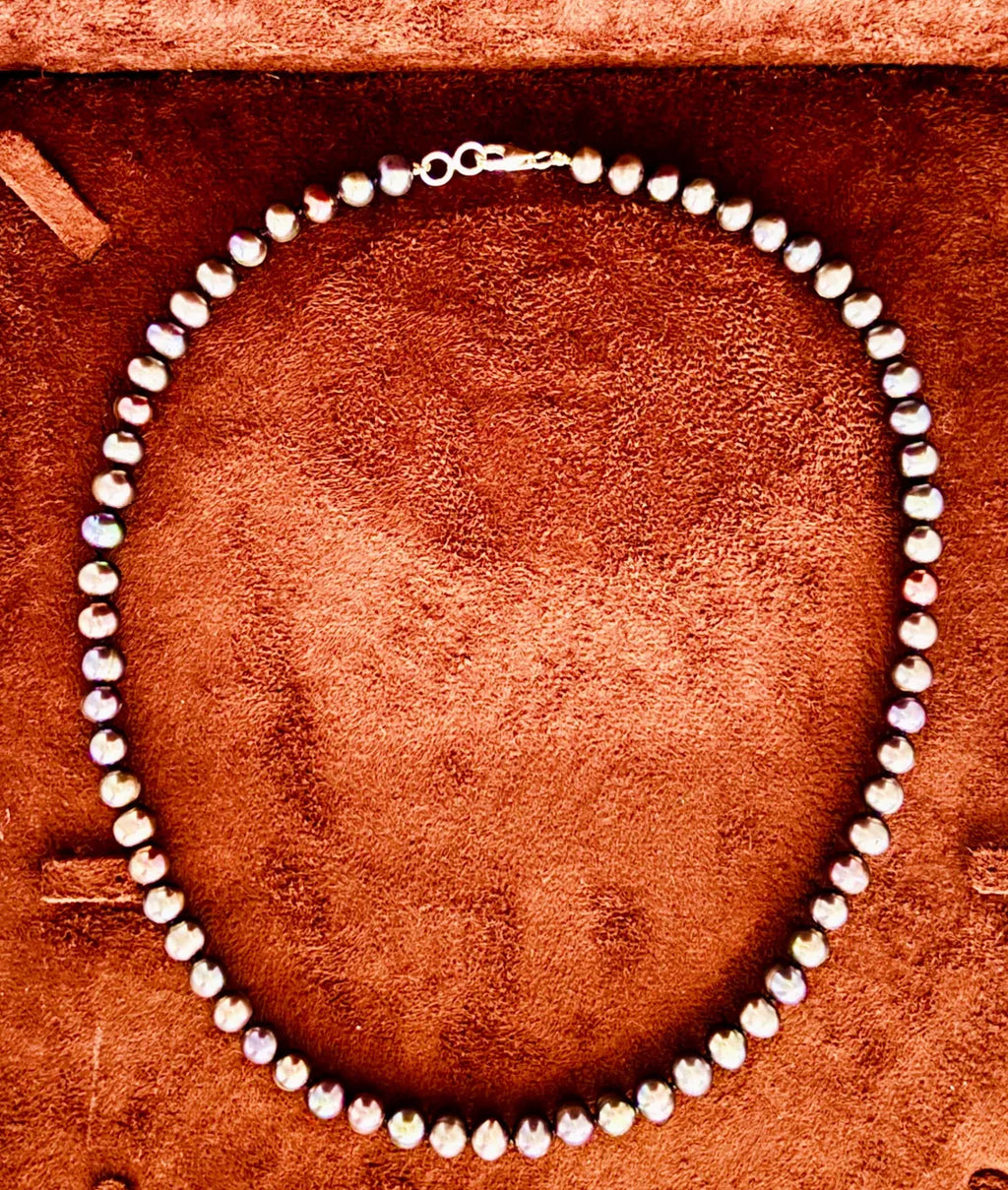 Cultured Tahitian Pearl Necklace 5–6mm with Peacock Overtones, 45cm, Sterling Silver Clasp