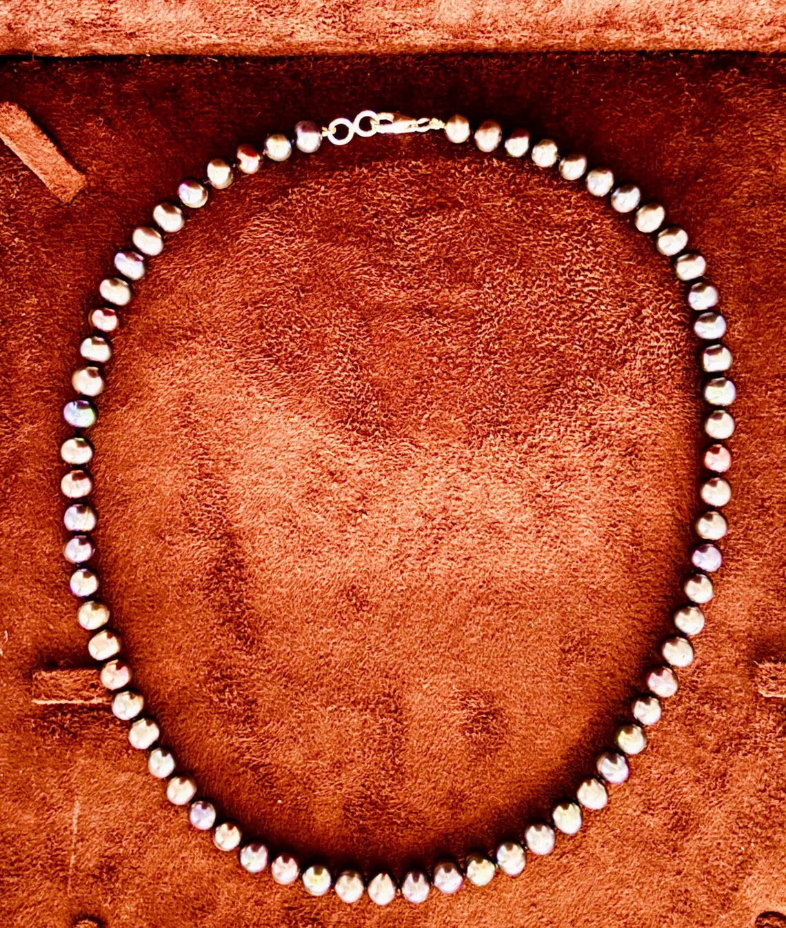 Cultured Tahitian Pearl Necklace 5–6mm with Peacock Overtones, 45cm, Sterling Silver Clasp