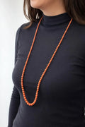 Antique Mediterranean Angel Skin Coral Graduated Opera Necklace, 14k Gold Clasp, Early 20th Century