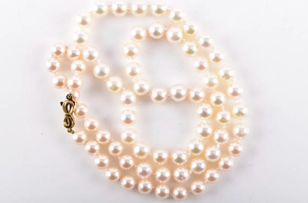 Akoya Cultured Pearl Necklace, Graduated 5.25–7.50mm, 18k Gold Bow Clasp, 58cm Strand