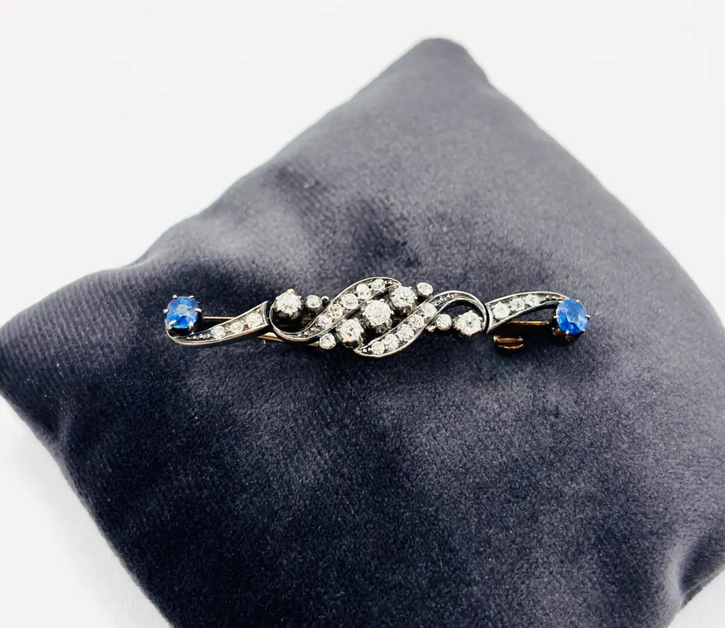 ANTIQUE SAPPHIRE & DIAMOND Edwardian Brooch