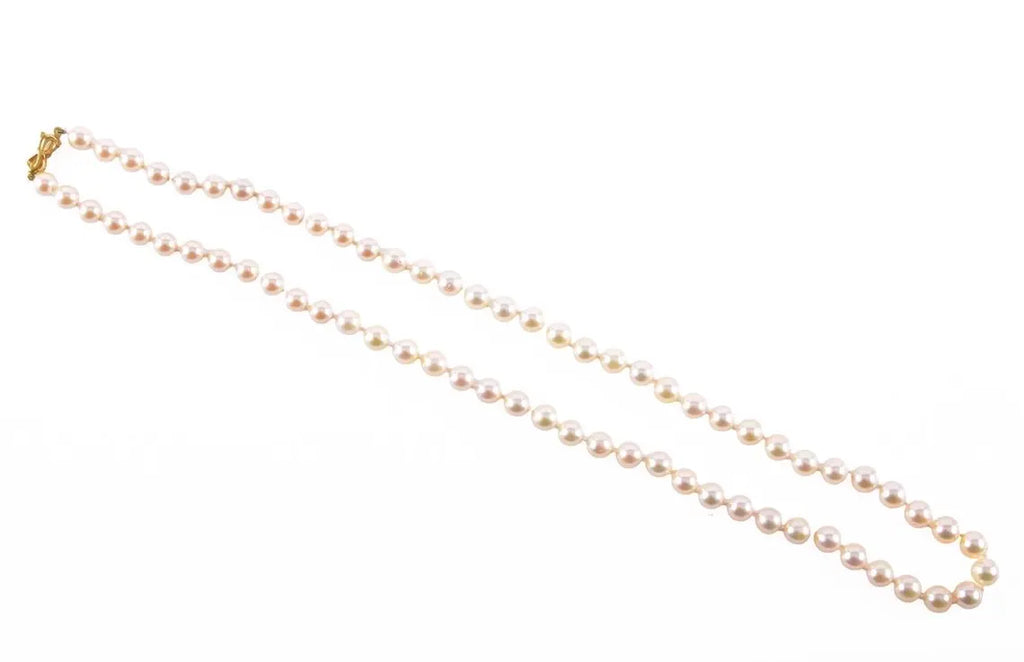Akoya Cultured Pearl Necklace, Graduated 5.25–7.50mm, 18k Gold Bow Clasp, 58cm Strand