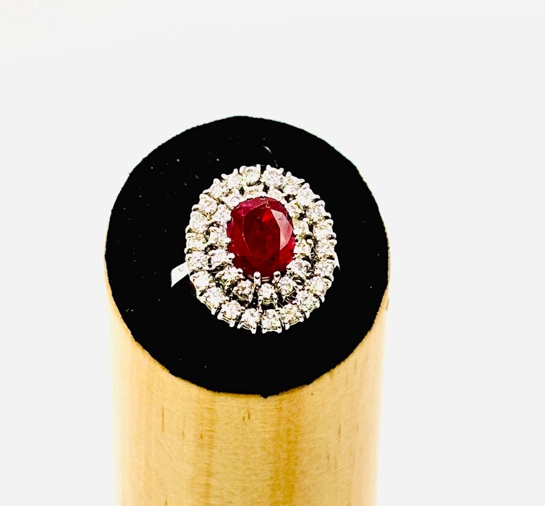GCS Certified 4.40ct Natural Ruby & Diamond Cluster Ring, 18ct White Gold