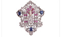 EDWARDIAN PLATINUM BROOCH Diamonds, Sapphires, Rubies & Pearls