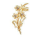 Victorian Pearl Diamond Floral Spray Brooch, 15 Carat Gold, Circa 1880
