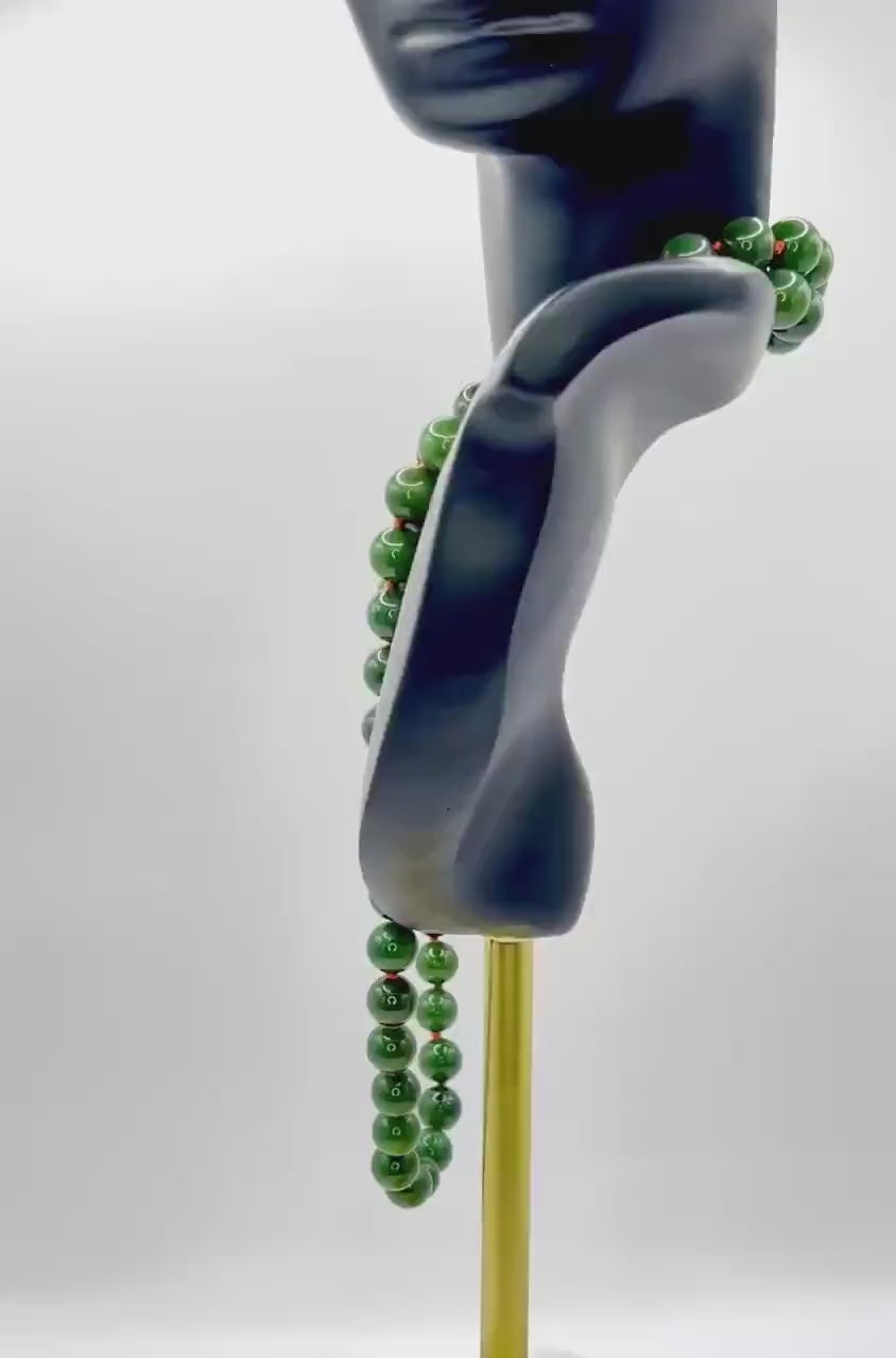Nephrite Jade Bead Necklace, 119 Grams, Mid-20th Century
