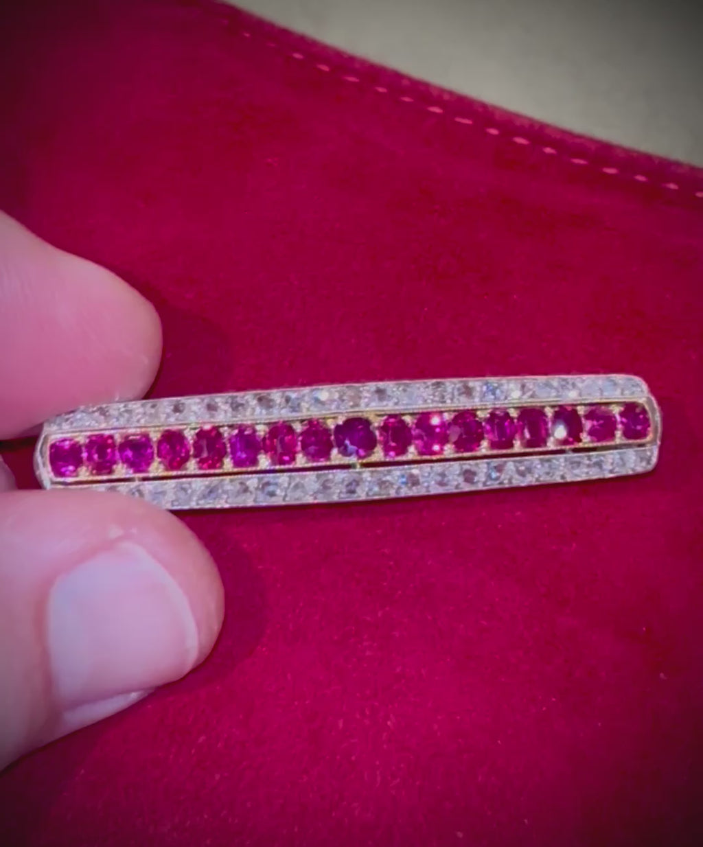 EDWARDIAN RUBY & DIAMOND and Gold Brooch
