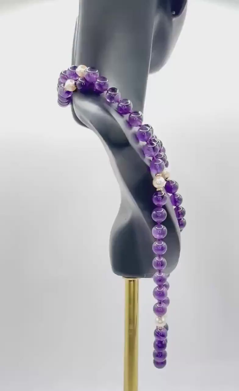 Late 20th Century Amethyst, Pearl and 9ct Gold Necklace