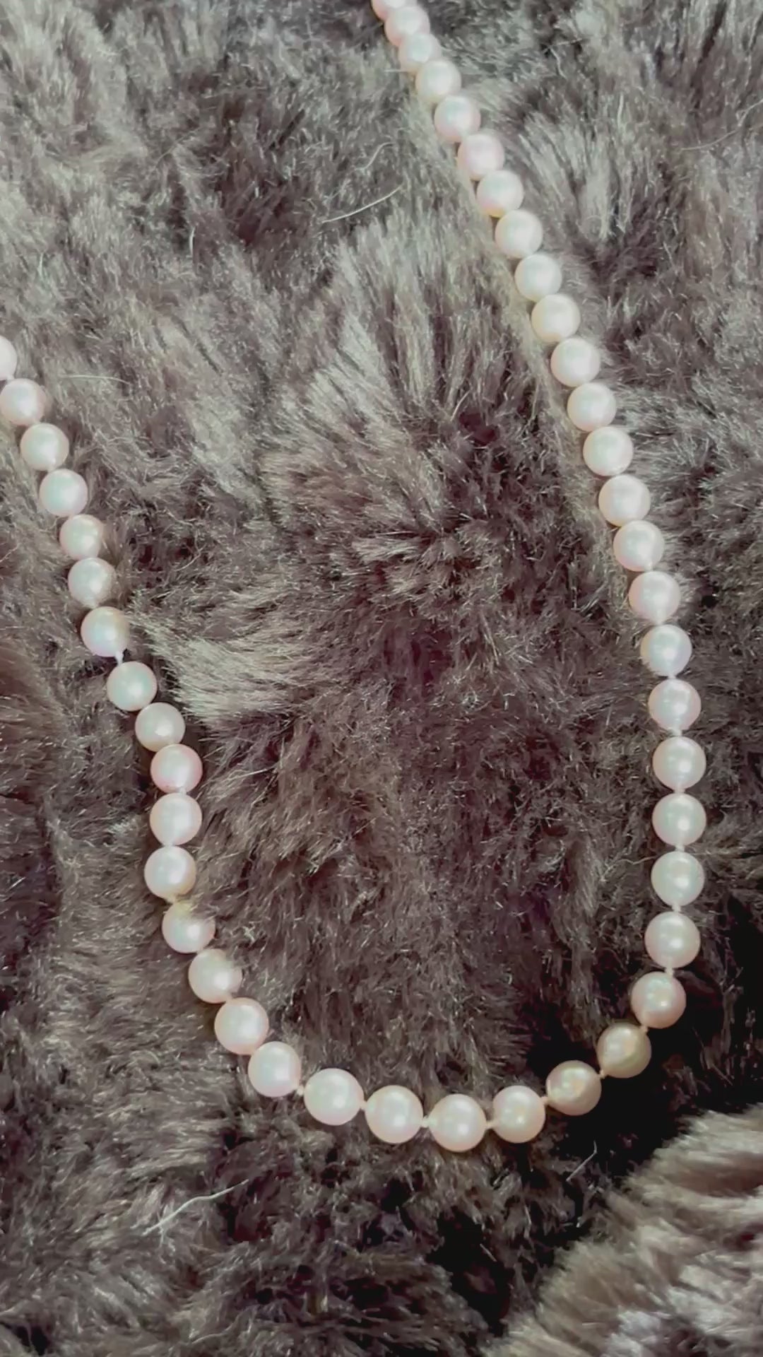Akoya Cultured Pearl Long Necklace, 45cm (90cm overall) Opera Length, 7.1–7.3mm 120-125 pearls, White Strand with pink overtones