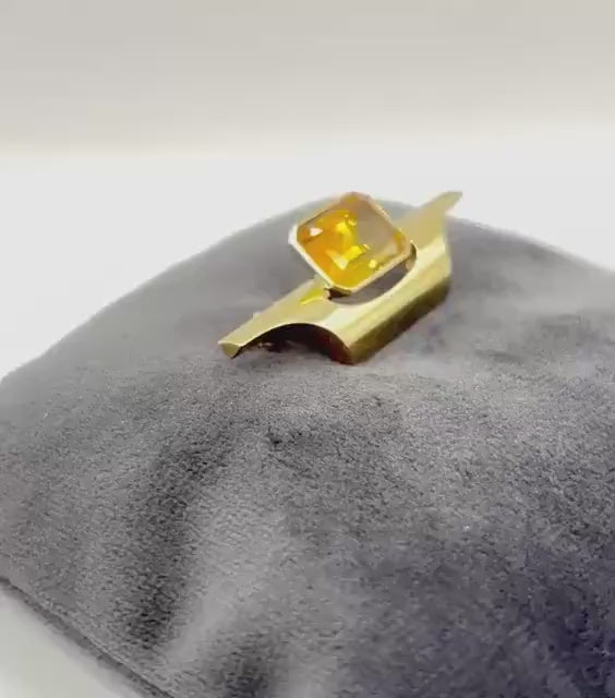 VINTAGE CITRINE & 18k GOLD Brooch