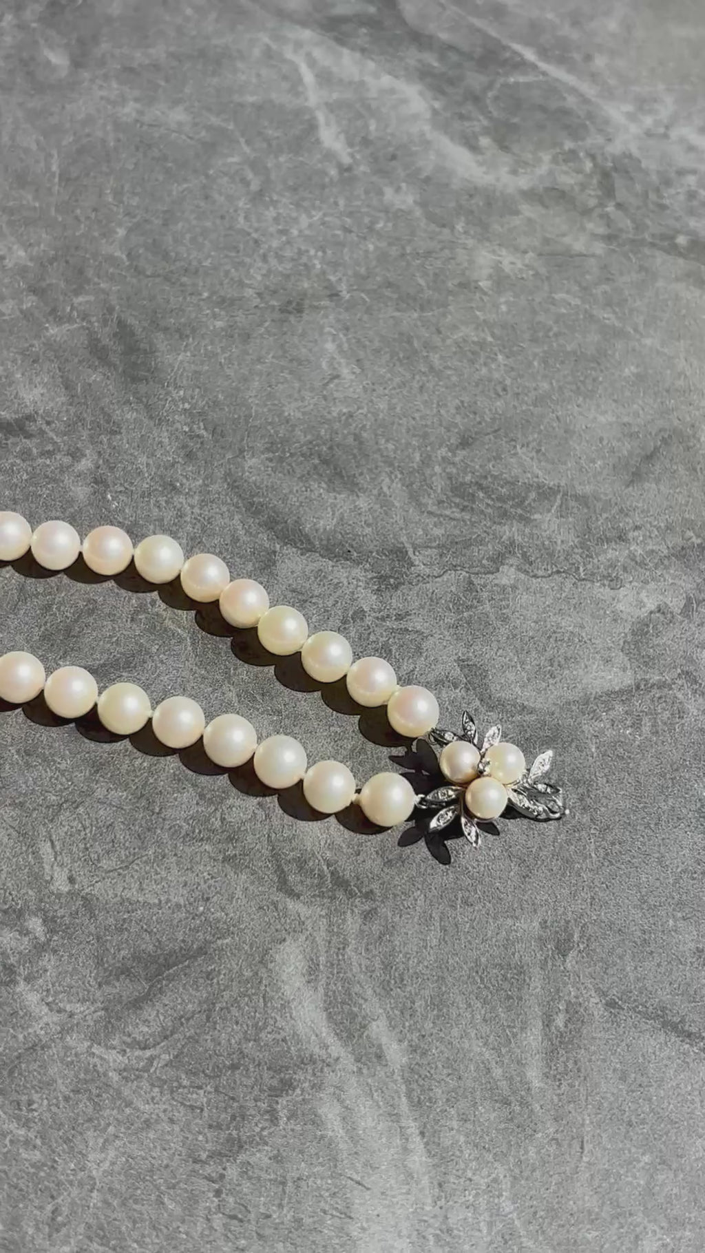 Akoya Cultured Pearl Opera Necklace 8.5–8.9mm Diamond and Gold Clasp Enhancer