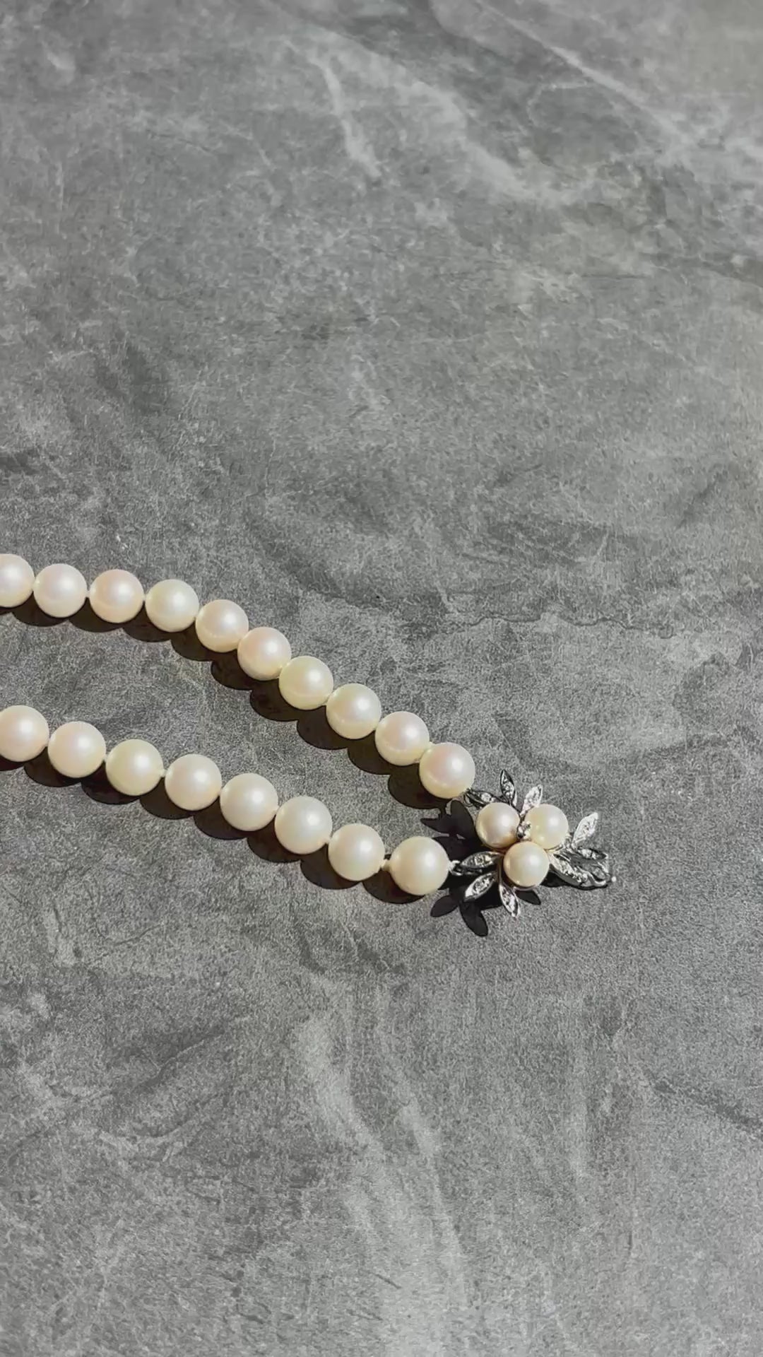 Akoya Cultured Pearl Opera Necklace 8.5–8.9mm Diamond and Gold Clasp Enhancer