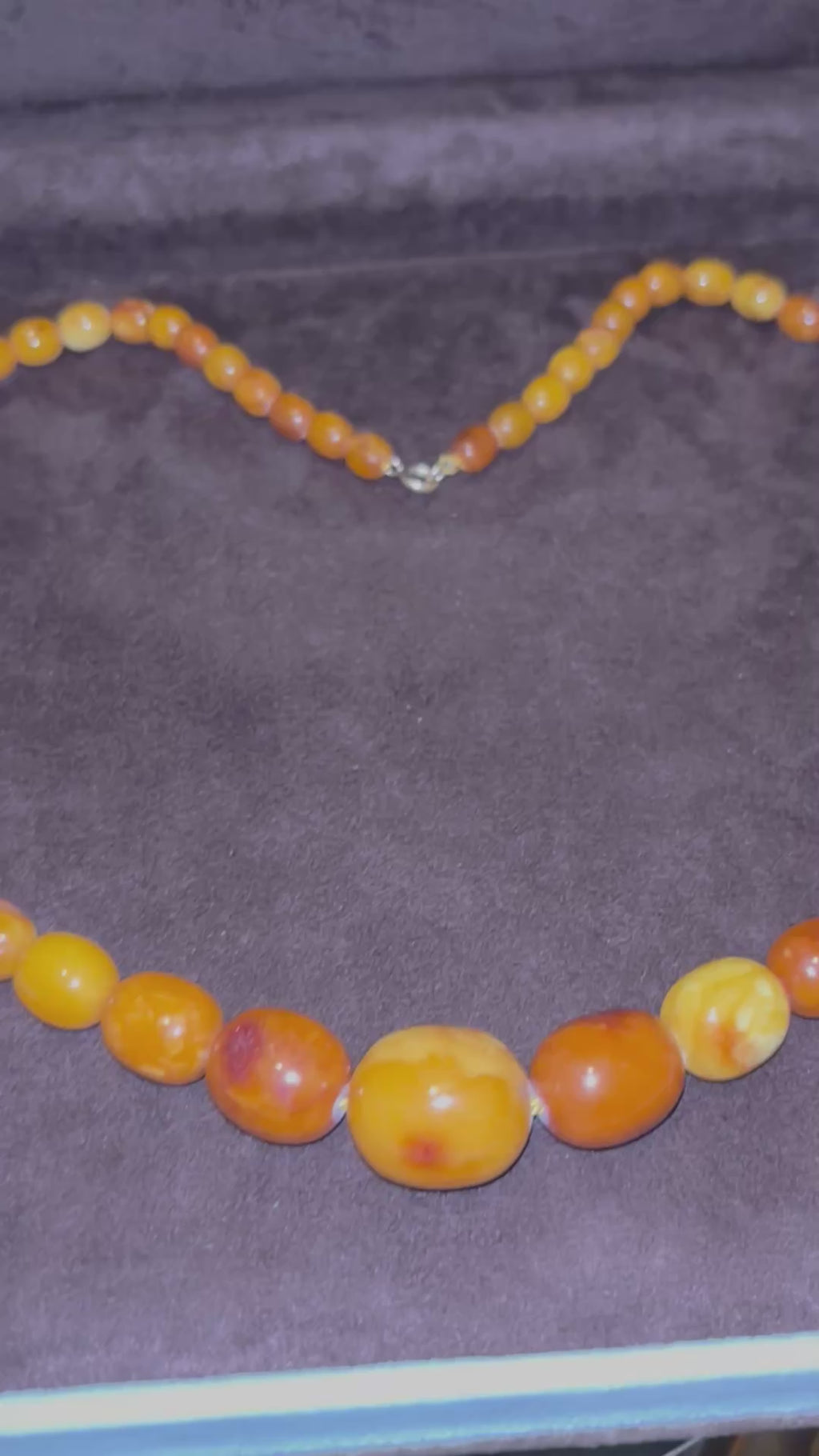 Mid-Century Butterscotch Amber Beads Necklace, 60cm, Gold Clasp