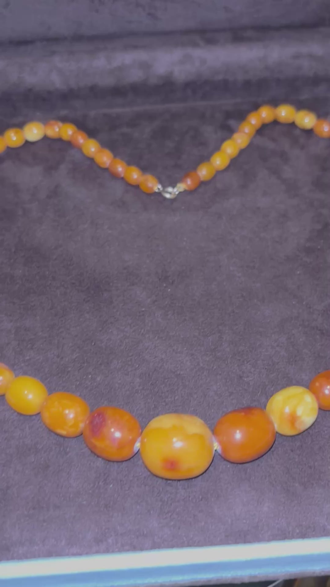 Mid-Century Butterscotch Amber Beads Necklace, 60cm, Gold Clasp