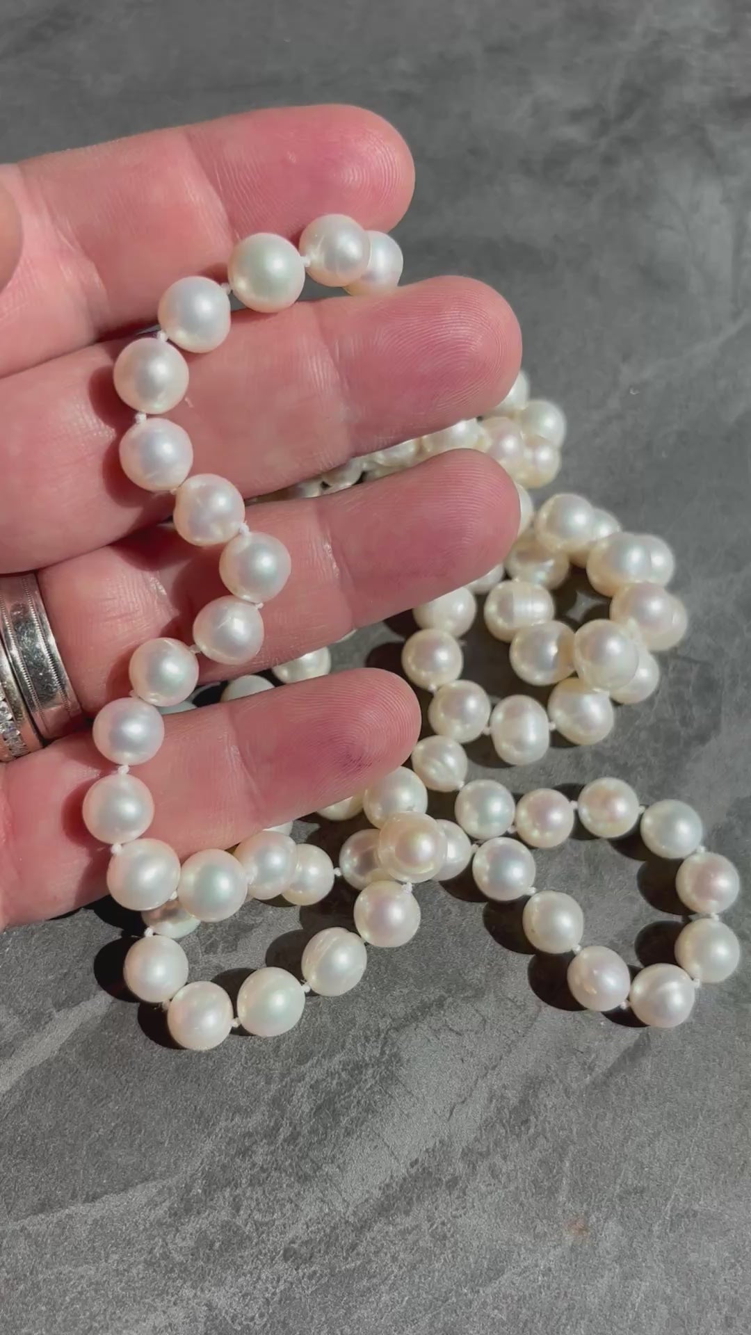 Long Cultured Freshwater Pearl Rope Necklace, 9.5-10mm Pearls, 120cm, Exceptional Lustre