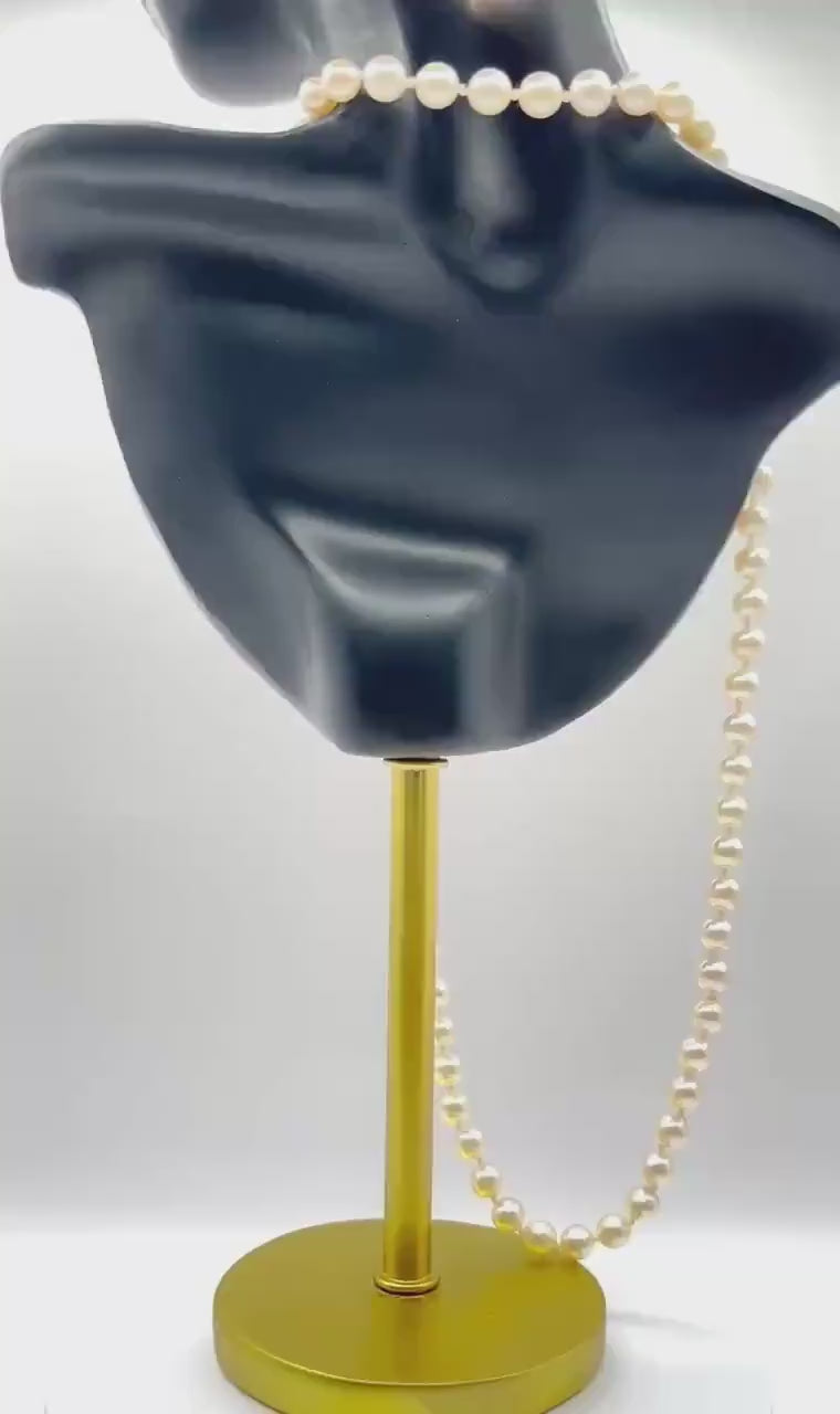 Akoya Cultured Pearl Necklace, Graduated 5.25–7.50mm, 18k Gold Bow Clasp, 58cm Strand
