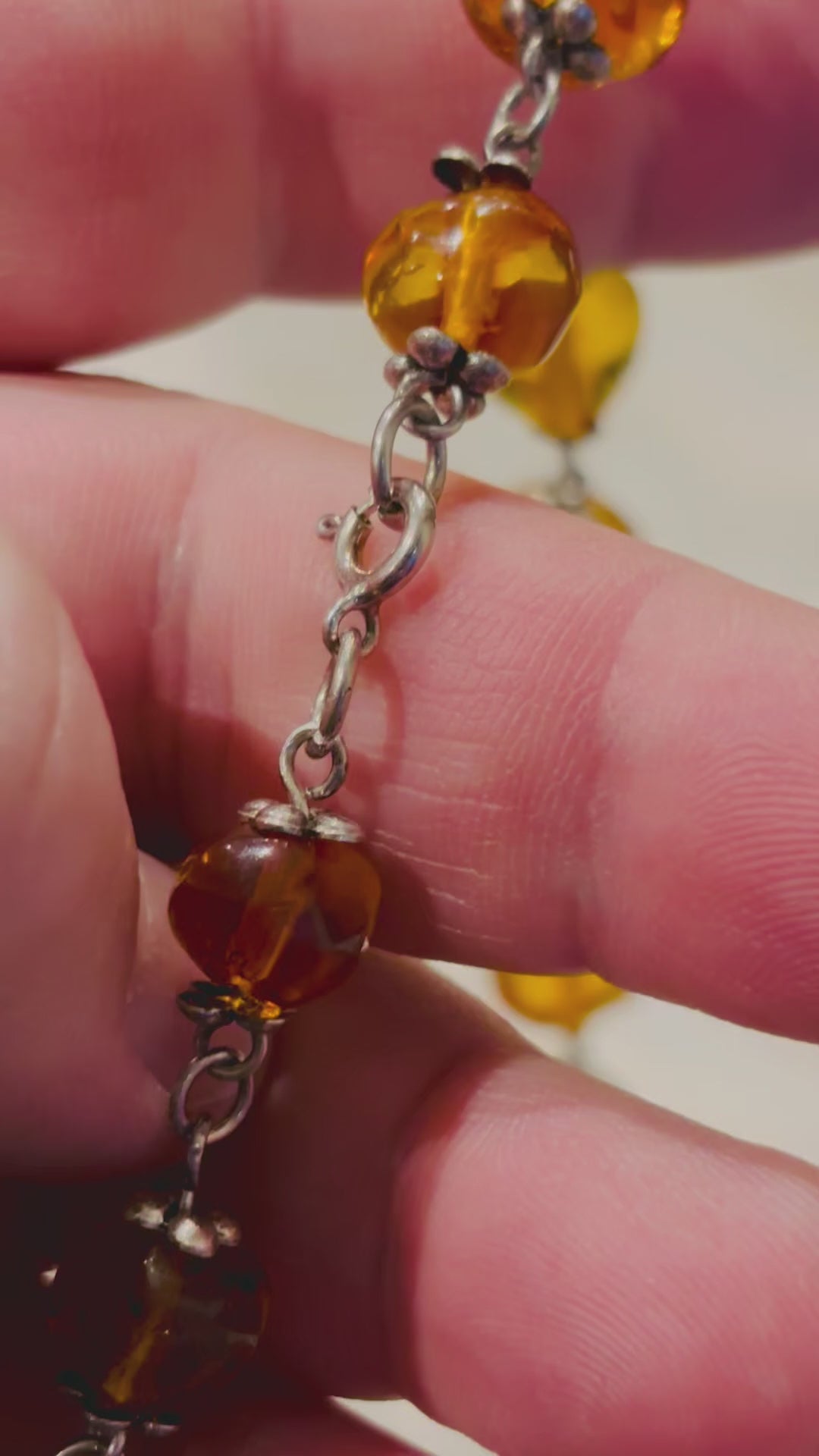 Handmade Baltic Amber and Silver Bead Necklace, Late 20th Century
