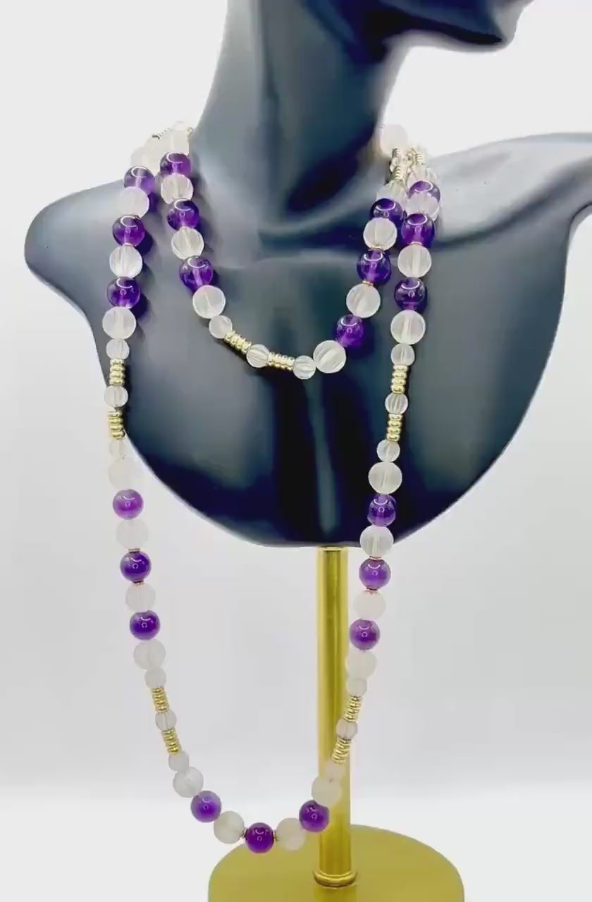VINTAGE AMETHYST & CARVED Rock Crystal Necklace - by repute this is a Boucheron design