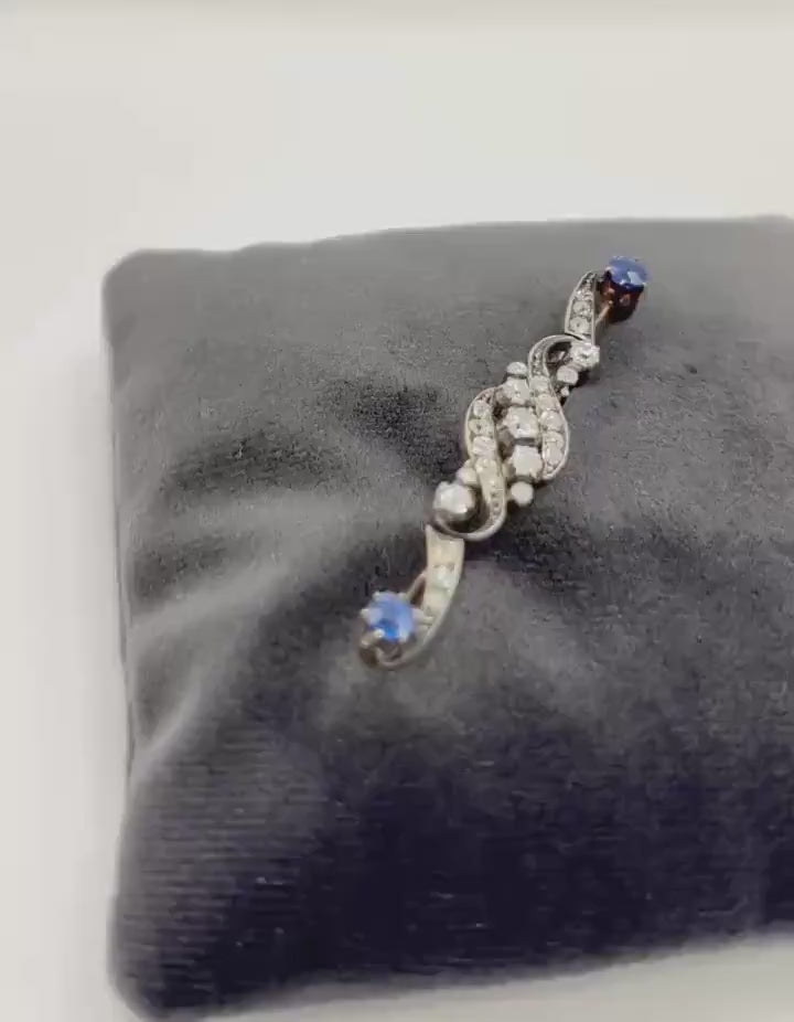 ANTIQUE SAPPHIRE & DIAMOND Edwardian Brooch