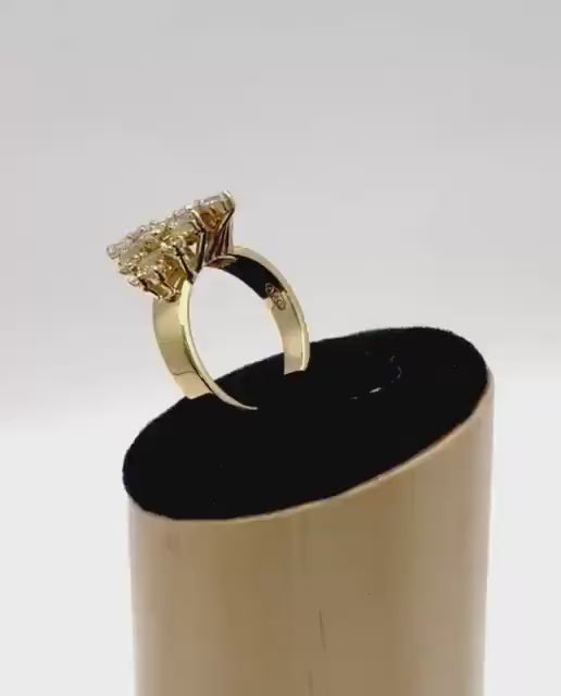 Cluster Dome Ring with Diamonds on 18K Gold