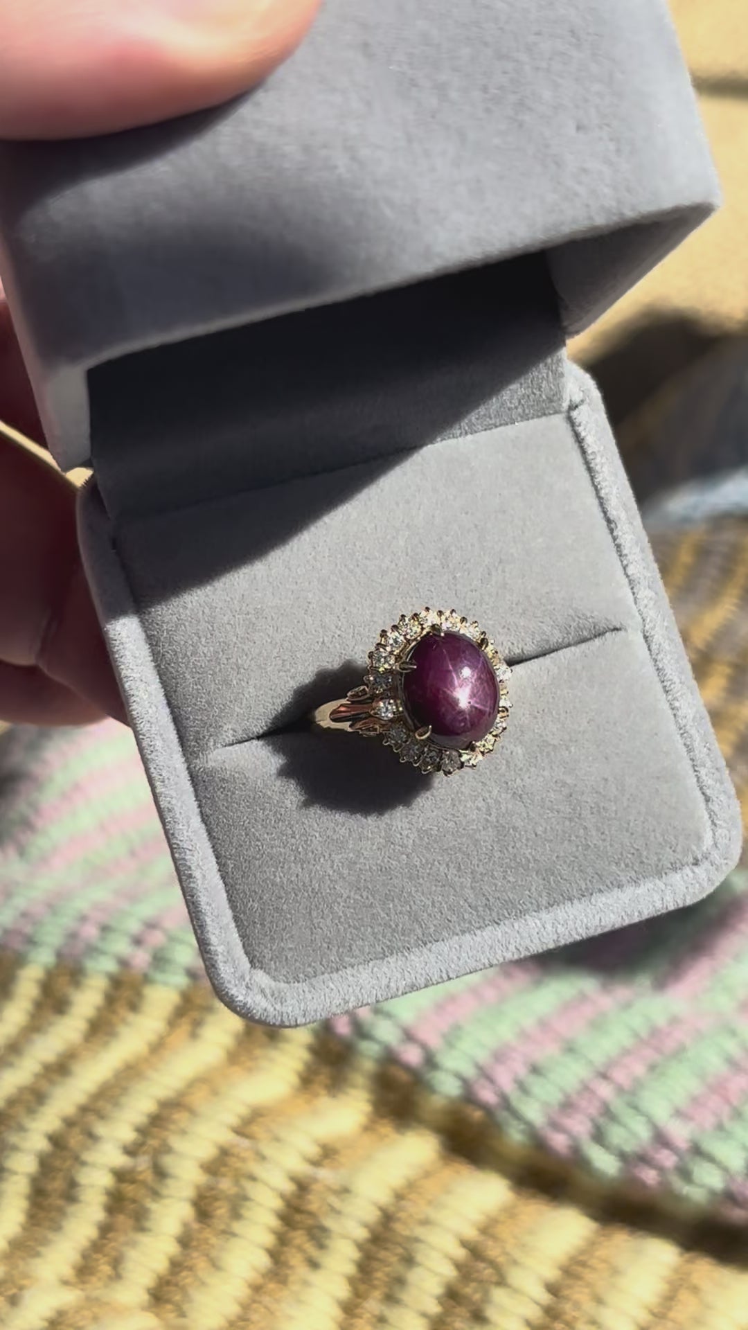 Large 8.50ct Natural Unheated Star Ruby Diamond Cluster Ring, GCS Certified, 18k Gold