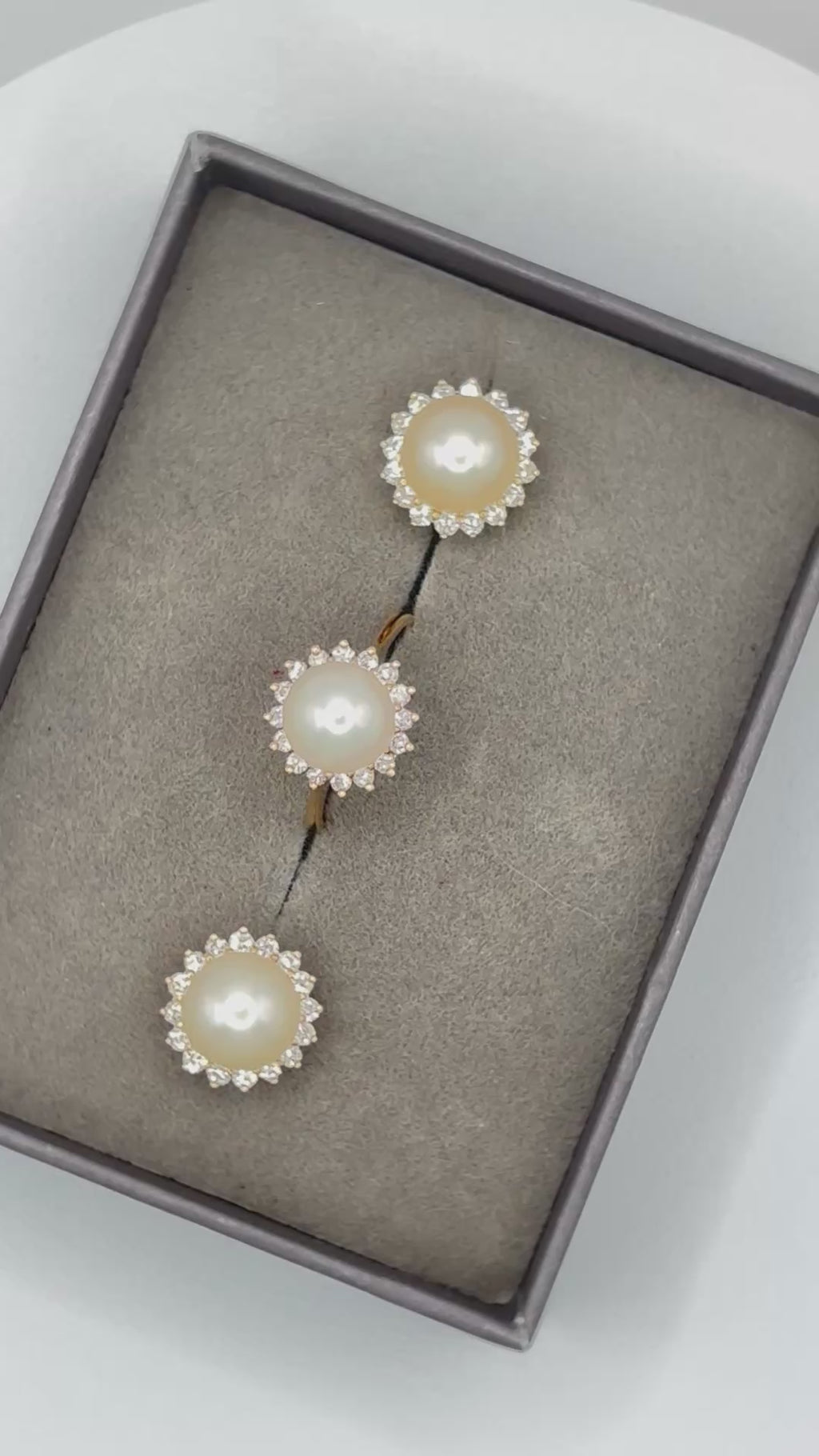 Vintage Pearl and Diamond Cluster Ring and Earrings Suite, 18ct Gold, Circa 1987