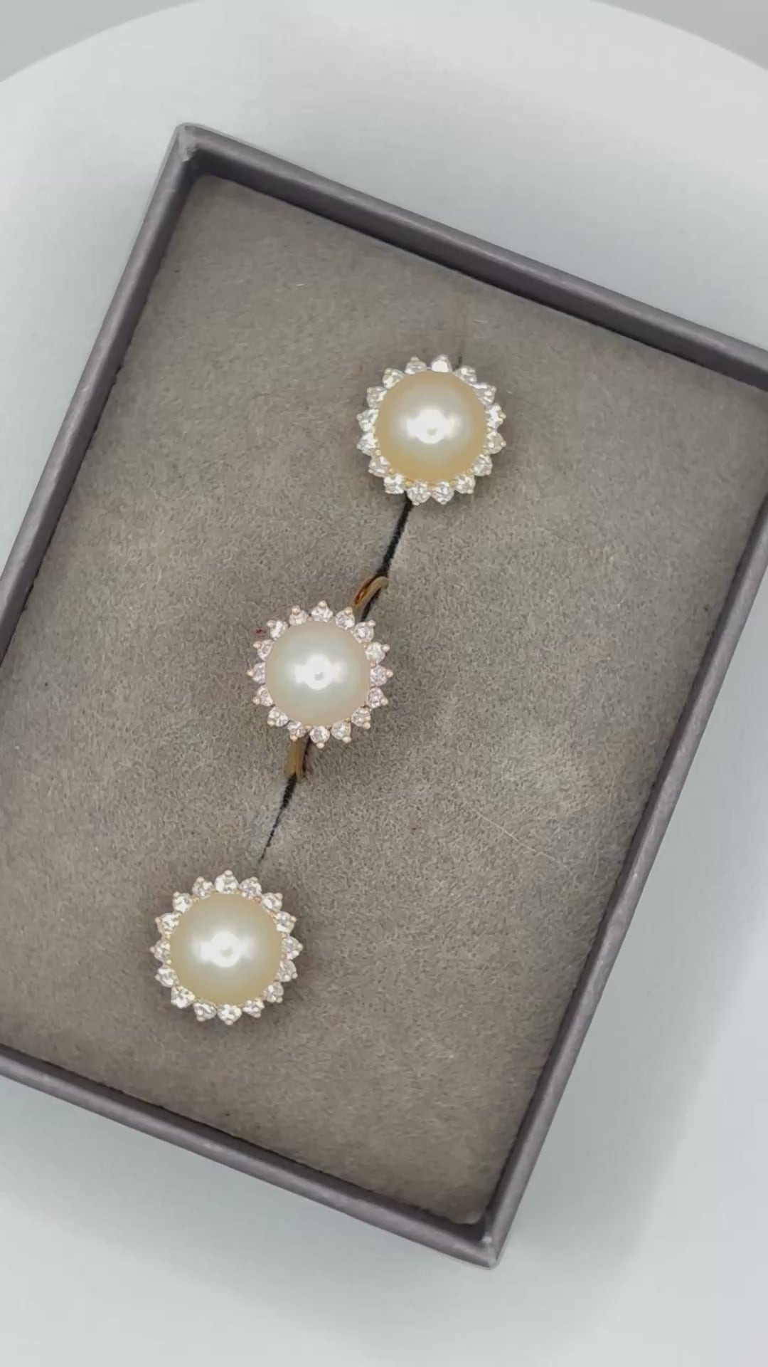 Vintage Pearl and Diamond Cluster Ring and Earrings Suite, 18ct Gold, Circa 1987