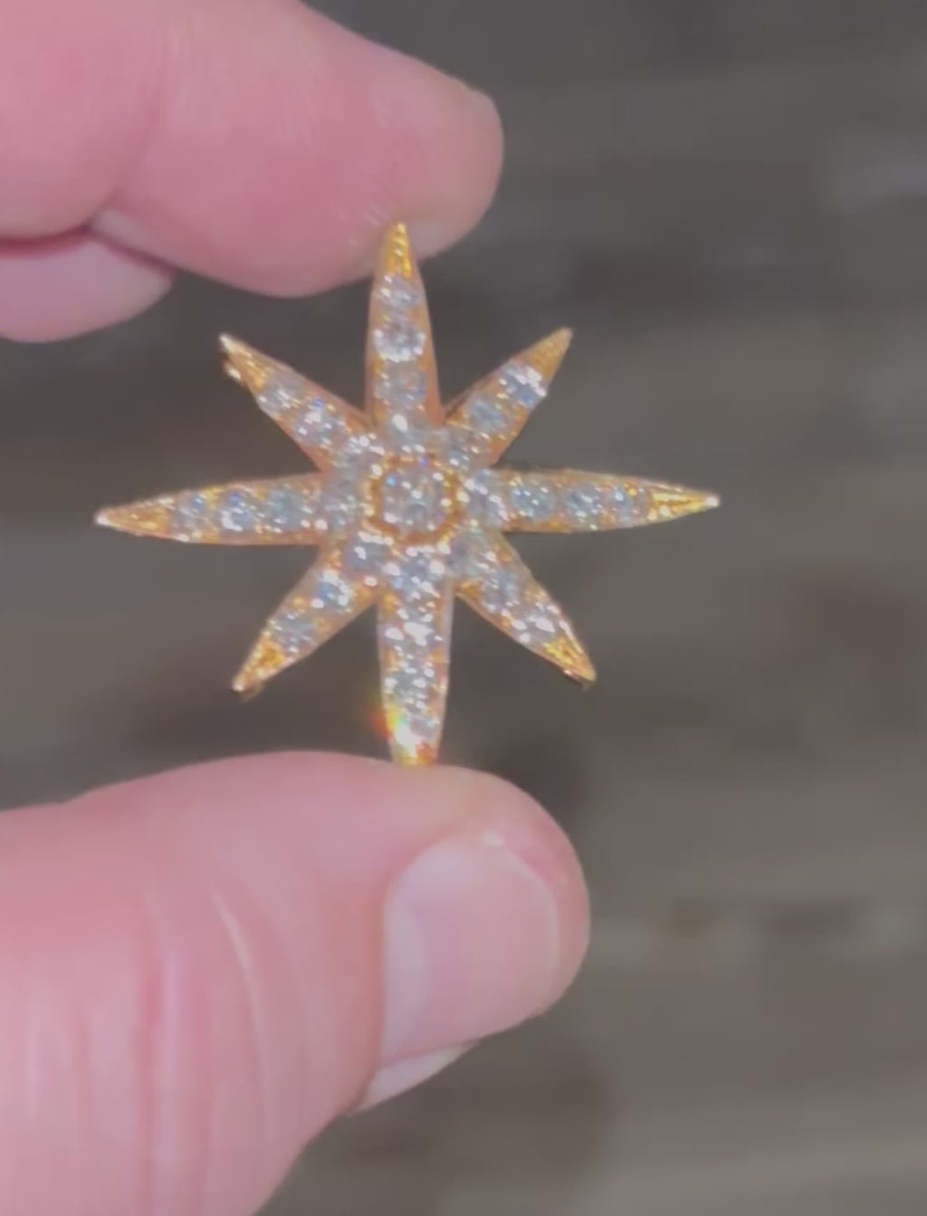Antique Diamond Eight-Point Star Brooch / Pendant, Circa 1910-1925