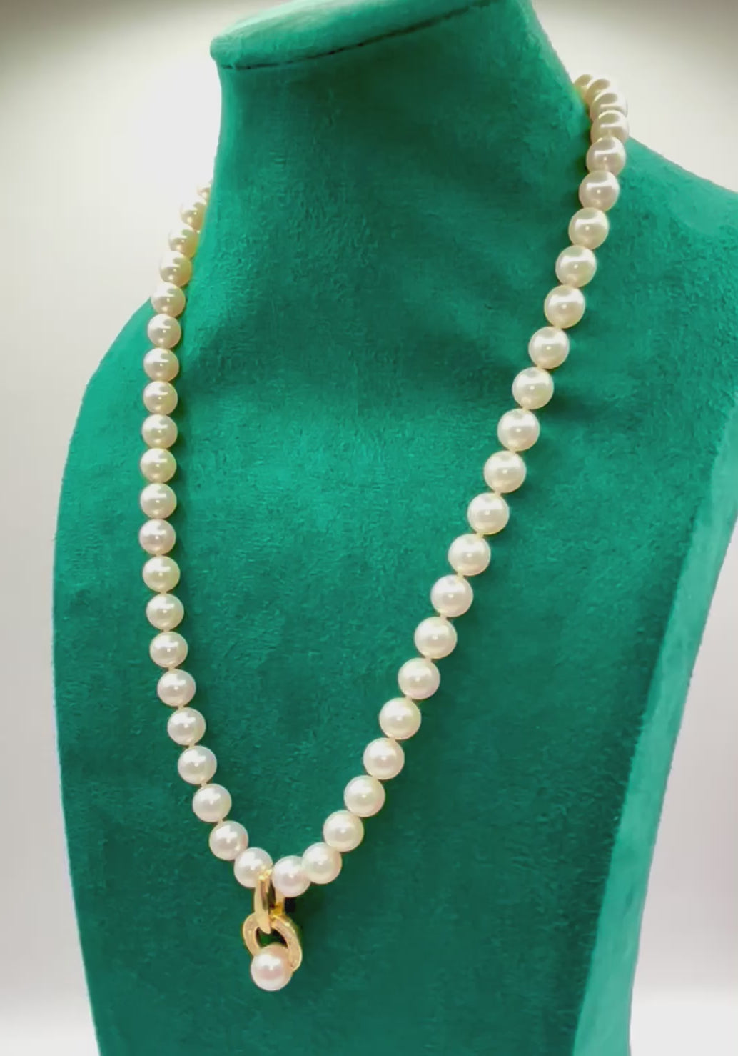Mikimoto Cultured Akoya Pearl Necklace Suite, Diamond Pendant & Earrings, 18K Gold