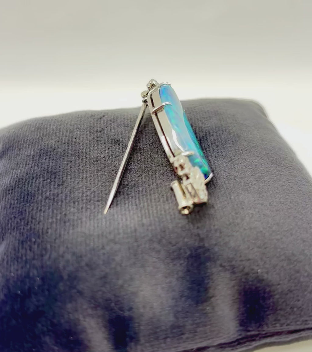 ART DECO OPAL & Diamonds Platinum Brooch