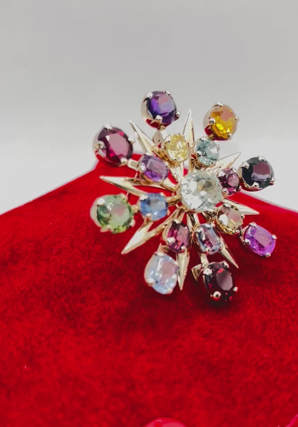 Victorian Transformation Sunburst Brooch Pendant Certified with Ceylon Sapphires and variety of precious gems