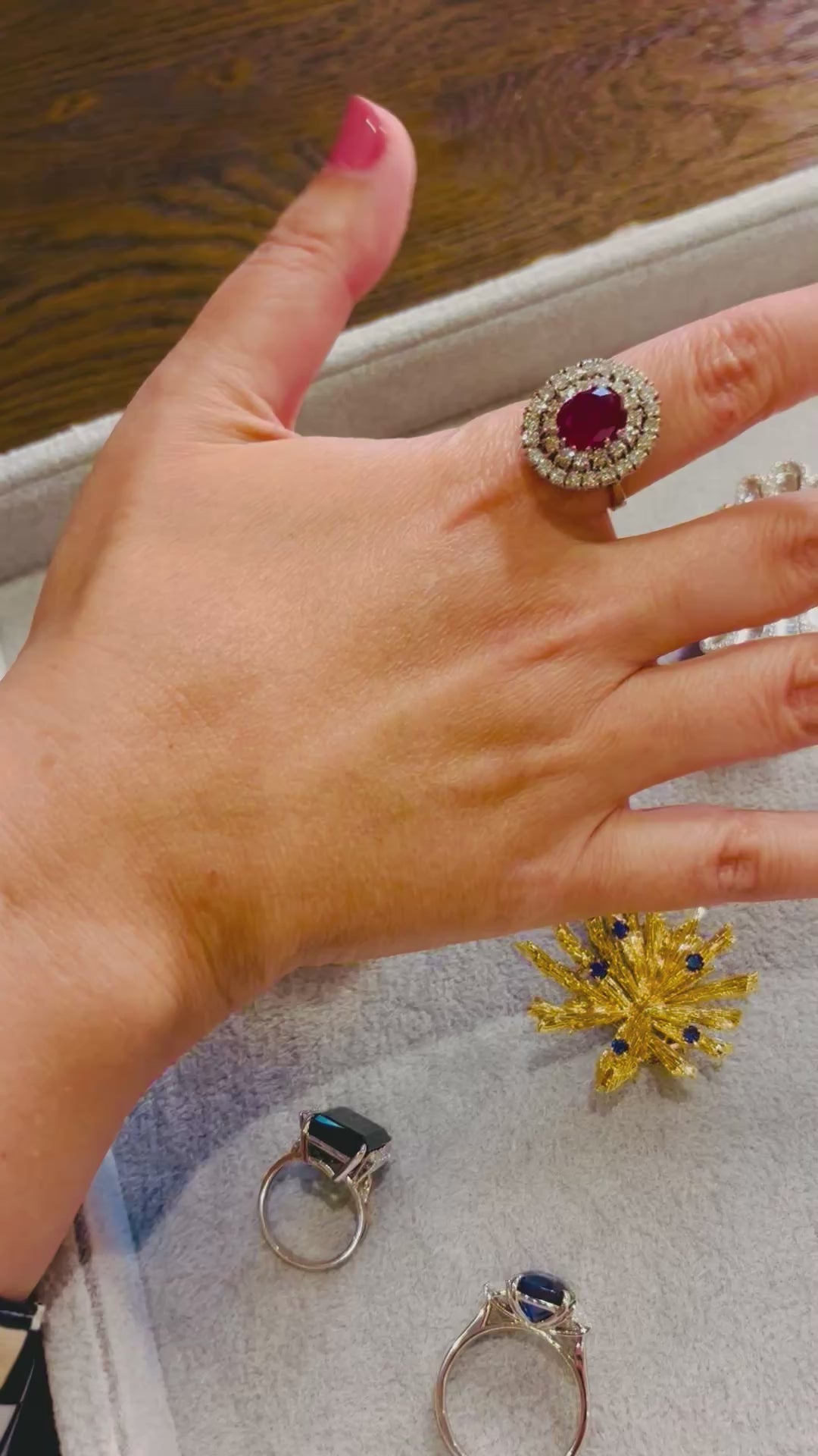 GCS Certified 4.40ct Natural Ruby & Diamond Cluster Ring, 18ct White Gold