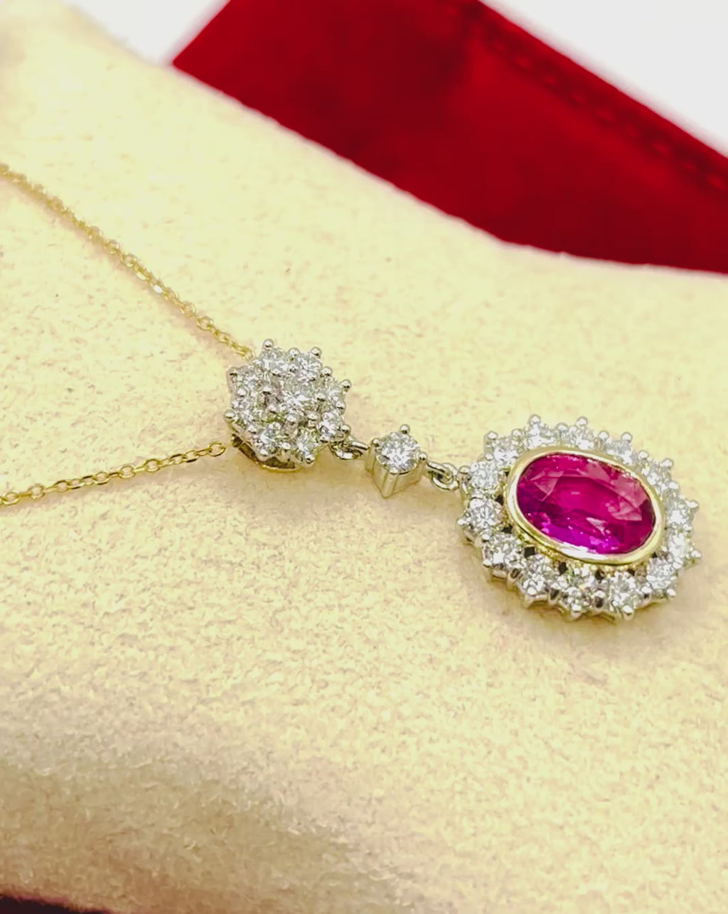Natural Pink Sapphire Diamond Necklace and Ring Suite, GCS Certified