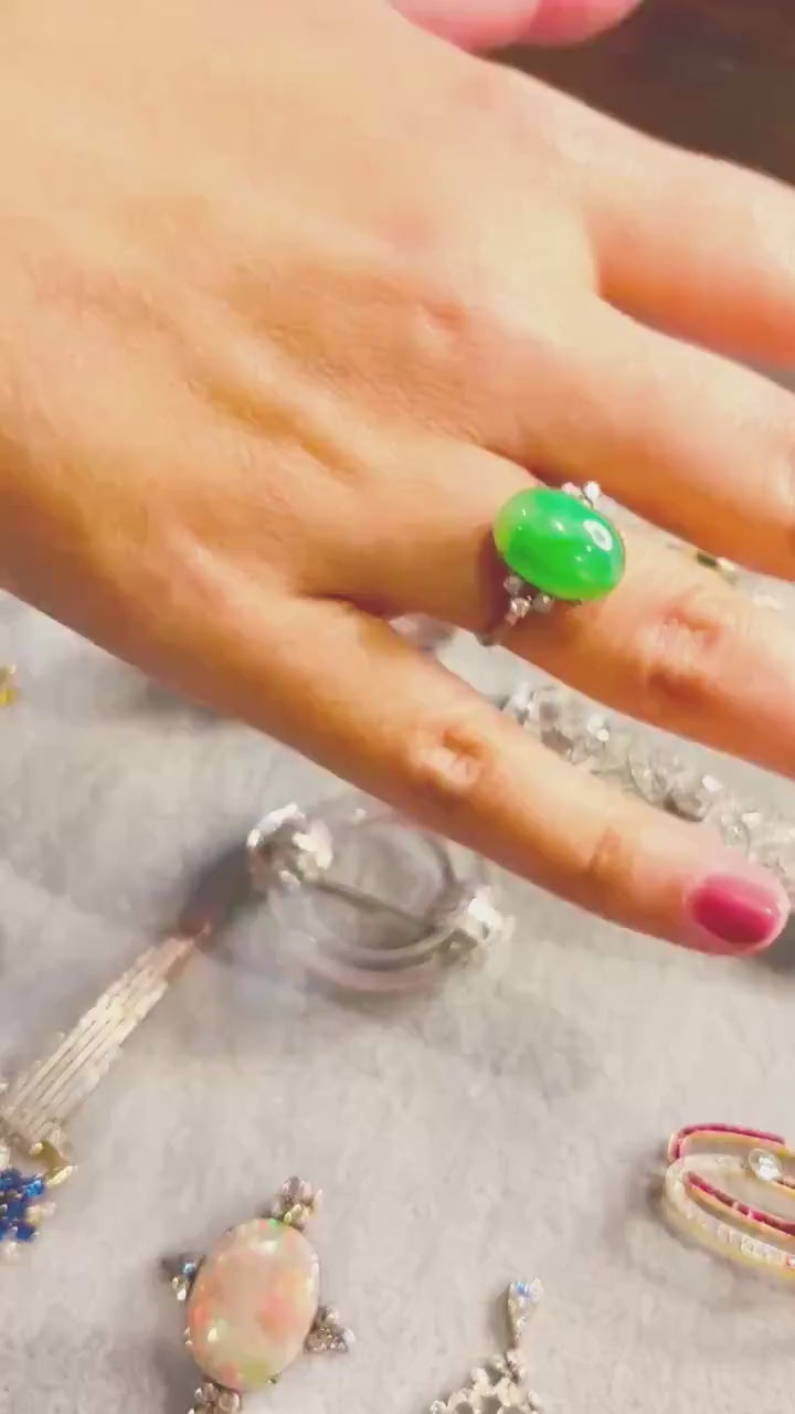 JADE & DIAMONDS VINTAGE White Gold Ring
