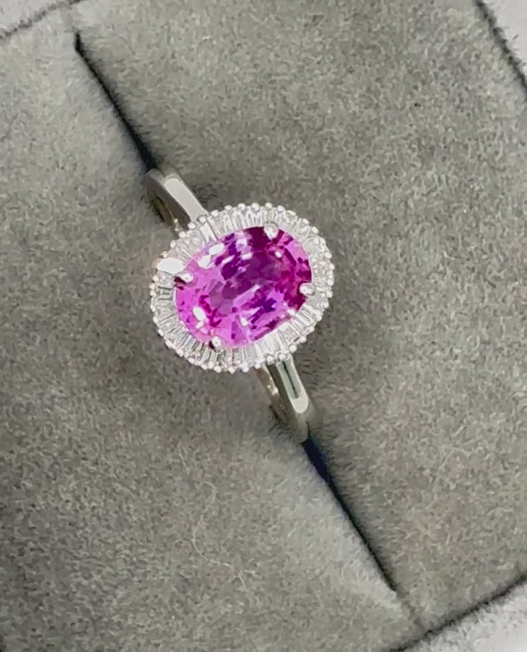 Natural Pink Sapphire Diamond Necklace and Ring Suite, GCS Certified