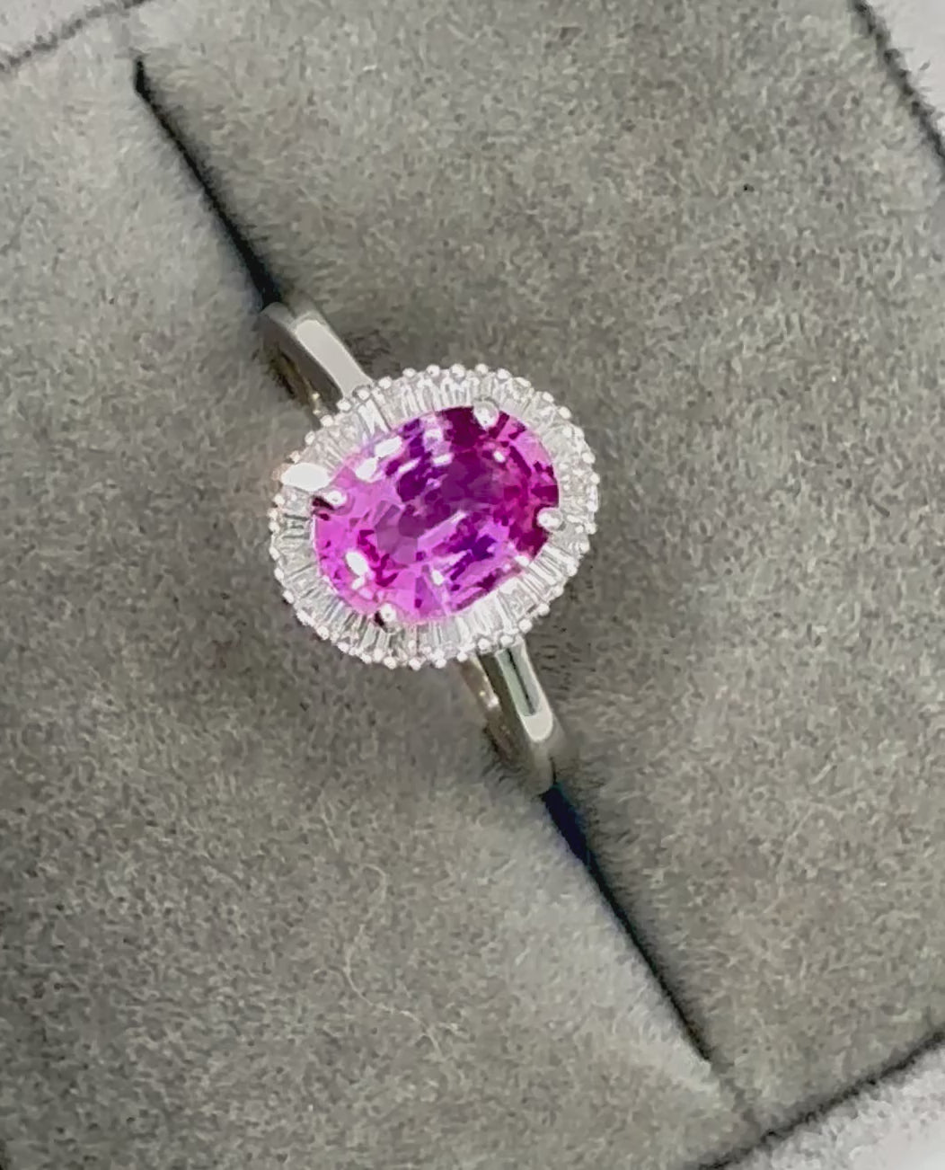 Natural Pink Sapphire Diamond Necklace and Ring Suite, GCS Certified